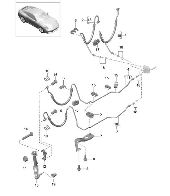 Diagram 402-050 Porsche 993 (911) GT2 1994-97 Eje delantero, dirección 
