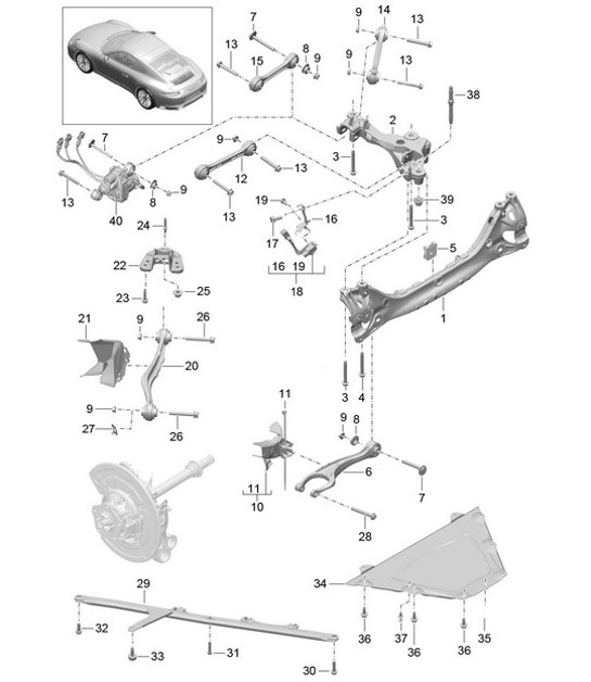 Diagram 501-001 Porsche 996 C4 3.4L 1997-08/01 后轴