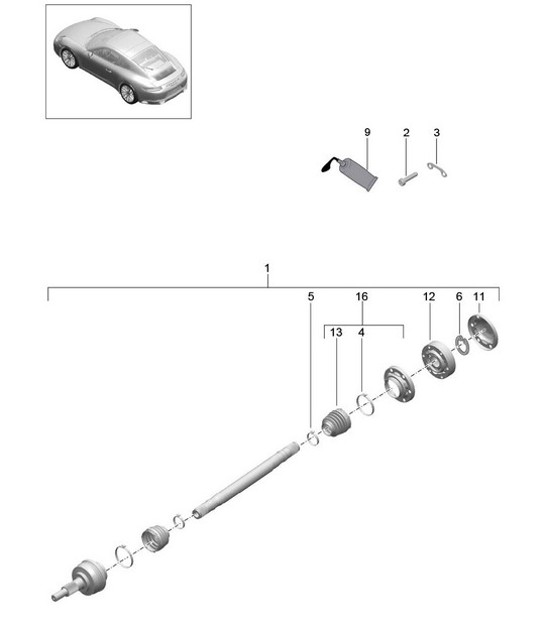 Diagram 501-005 Porsche 991 (911) MK2 2016-2018 Essieu arrière