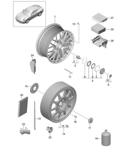 Diagram 601-002 Porsche Cayenne Turbo V8 4.8L Benzina 500 CV Ruote, freni