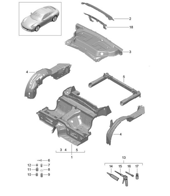 Diagram 801-035 Porsche 991（911）MK2 2016-2019 年  车身
