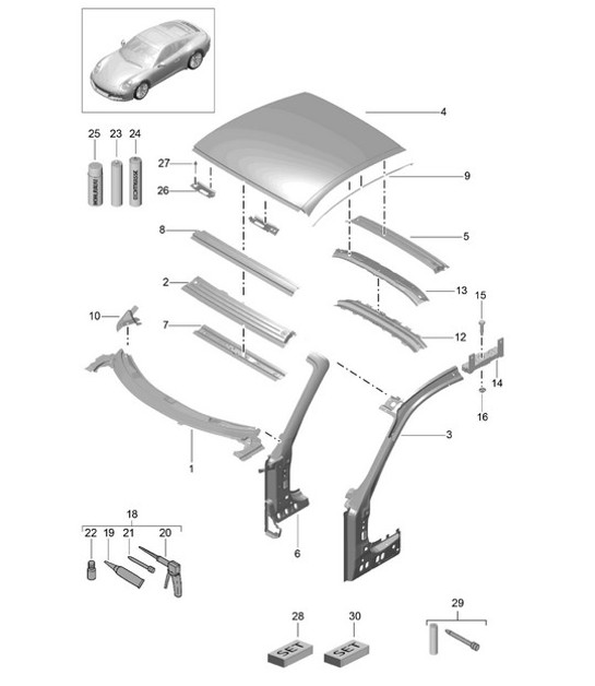 Diagram 801-045 Porsche 991 GT3 3.8L (475Bhp) Carrozzeria