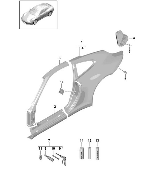 Diagram 801-056 Porsche 991 敞篷车 4 3.0 升（370 马力）  车身