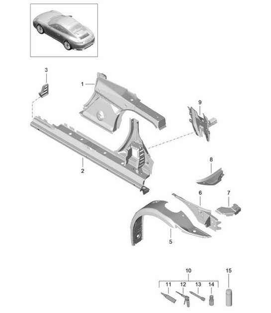 Diagram 801-060 Porsche Panamera S V8 4.8L Carrocería