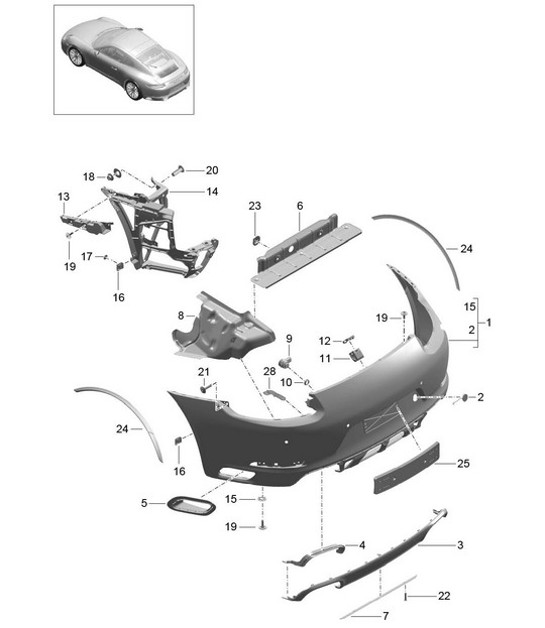 Diagram 802-010 Porsche Taycan Turbo GT con paquete Weissach Sport Saloon 