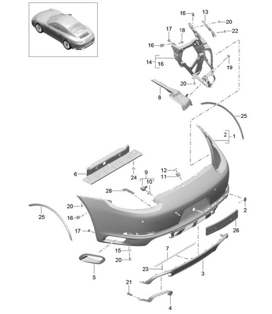 Diagram 802-015 Porsche Cayman S 3.4L 987C 2005-08 Carrocería