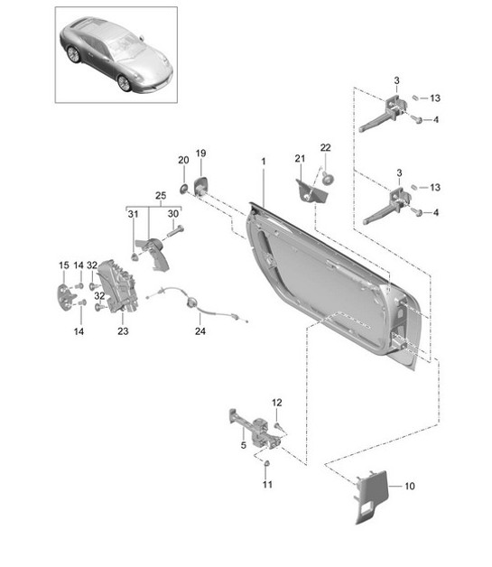 Diagram 804-000 Porsche 991 (911) MK2 2016-2018 Carrosserie