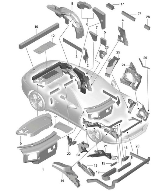 Diagram 807-080 Porsche 开曼 S 3.4L 987C 2005-08  车身