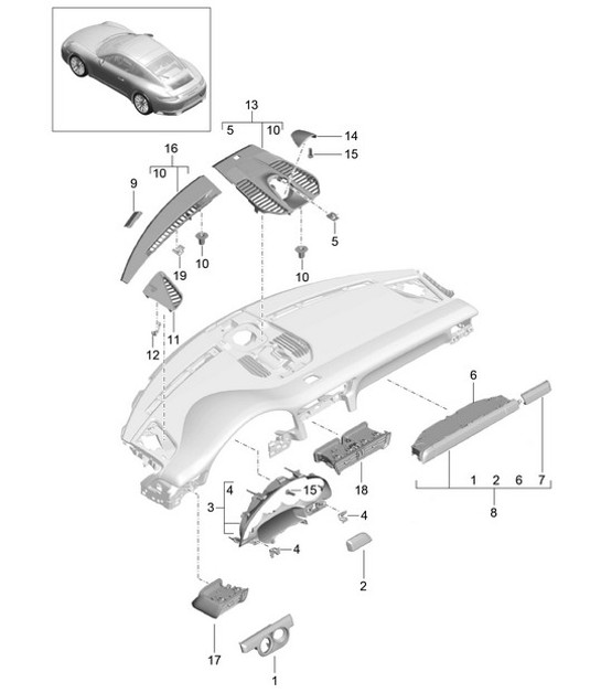 Diagram 809-005 Porsche Cayman 2.7L 987C 2006-08 Carrocería