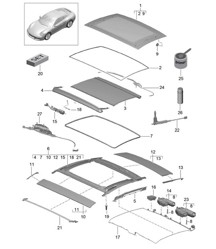 Tetto in vetro - PR:653, Tetto apribile in vetro con rivestimento esterno - 991.2 Carrera 2017-19