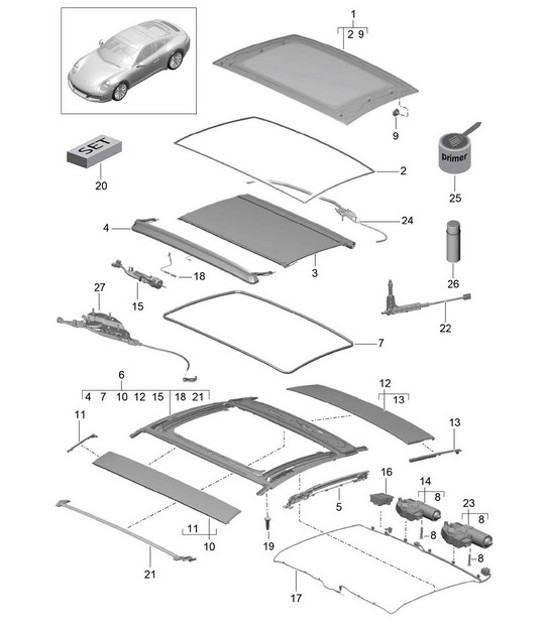 Diagram 811-005 Porsche 991 (911) MK2 2016-2018 Carrosserie