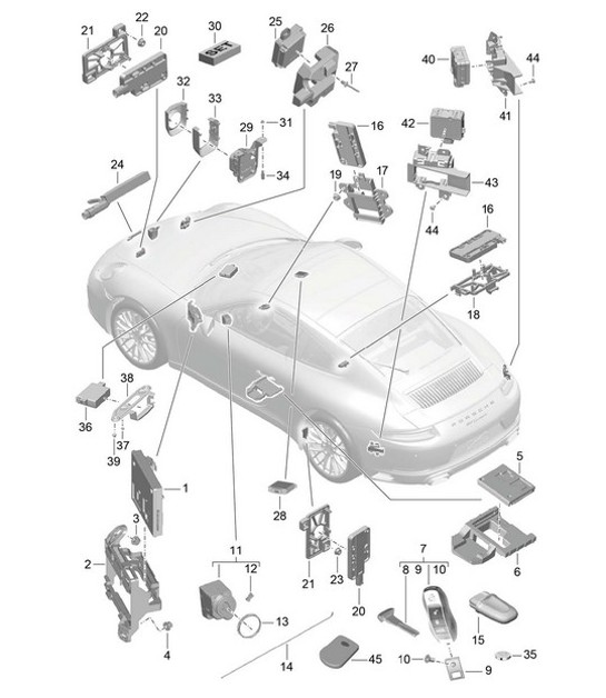 Diagram 901-004 Porsche 卡宴 S V8 4.8L 汽油 400HP 电子设备