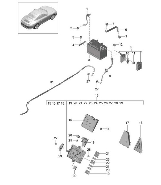 Diagram 902-006 Porsche Cayenne MK1 (955) 2003-2006 Materiale elettrico