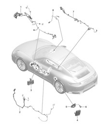 Wiring looms / Doors / Centre console / Control unit doors / Convertible top control 991.2 Carrera 2017-19