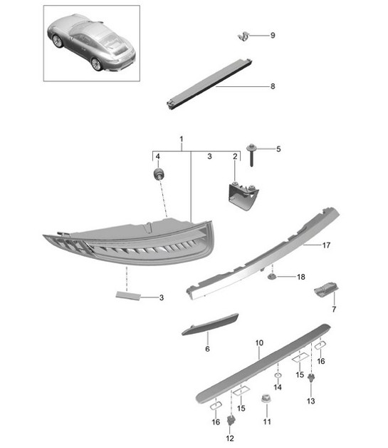 Diagram 905-005 Porsche 991 (911) MK1 2012-2016 Équipement électrique