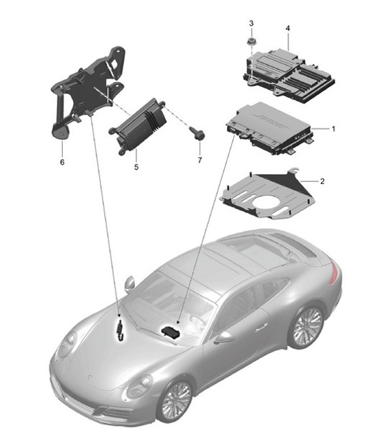 Diagram 911-010 Porsche Boxster 986/987/981（1997 年 - 2016 年） 电子设备