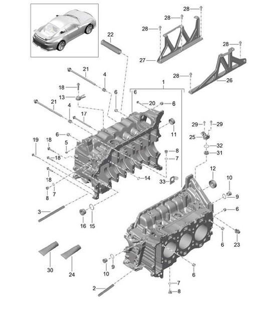 Diagram 101-010 Porsche 991（911）MK1 2012-2016 年 引擎