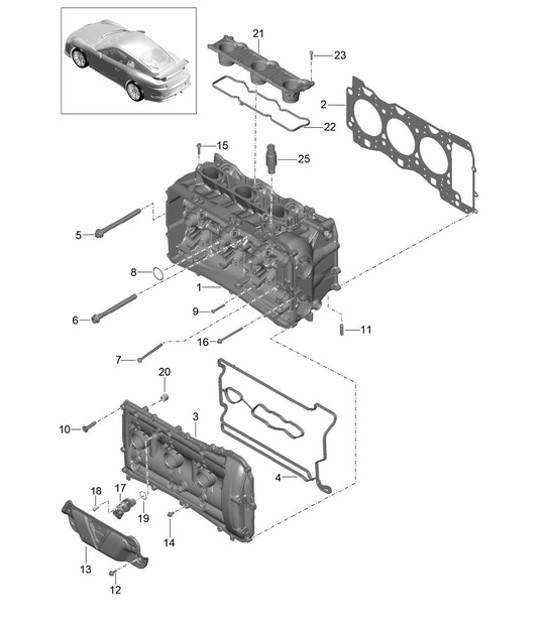Diagram 103-000 Porsche 卡宴 S V6 3.0L 混合动力 380HP 引擎