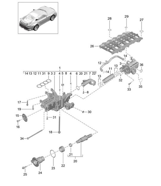 Diagram 104-000 Porsche 968 (1992-1995) 引擎