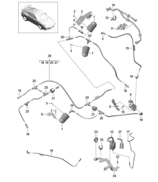 Diagram 107-000 Porsche Boxster 986/987/981 (1997-2016) Motore