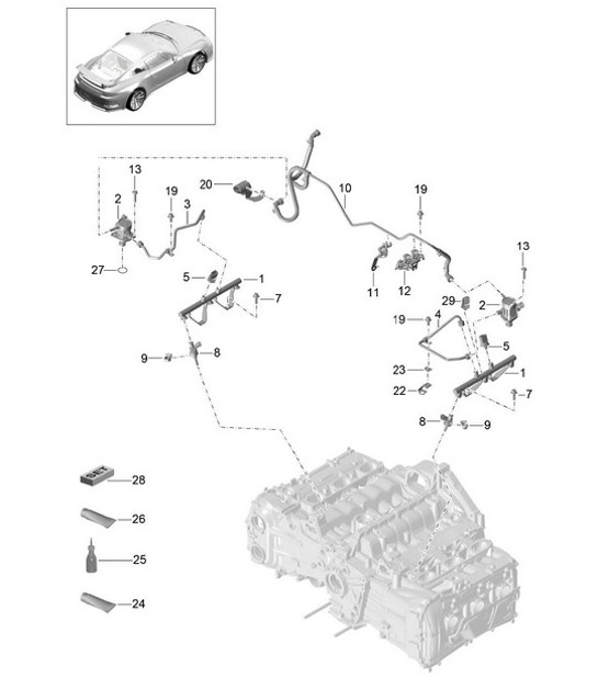 Diagram 107-005 Porsche Cayenne Turbo V8 4.8L Benzina 500 CV Motore
