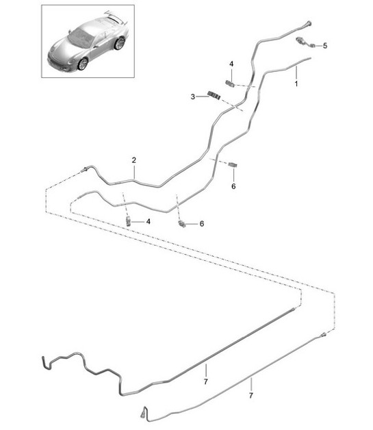 Diagram 201-010 Porsche 卡宴 S V6 3.0L 混合动力 380HP 燃油系统、排气系统