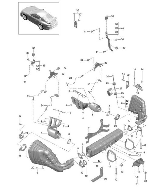 Diagram 202-000 Porsche Panamera Turbo V8 4.8L 燃油系统、排气系统