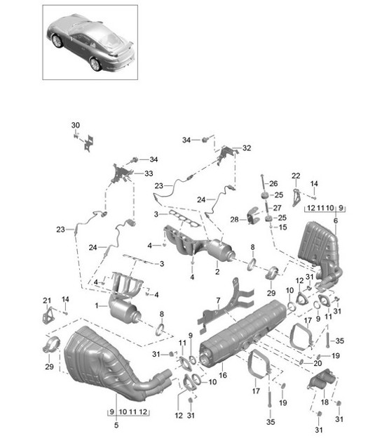Diagram 202-006 Porsche 卡宴 3.6L 2007>> 燃油系统、排气系统