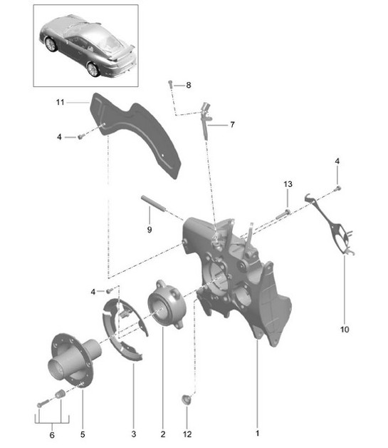 Diagram 501-000 Porsche Cayman 987C/981C (2005-2016) Asse posteriore