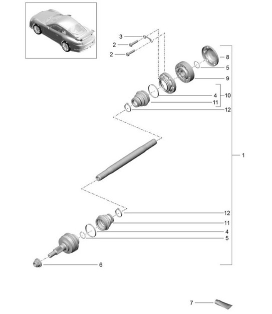 Diagram 501-015 Porsche 914 (1970-1976) 后轴