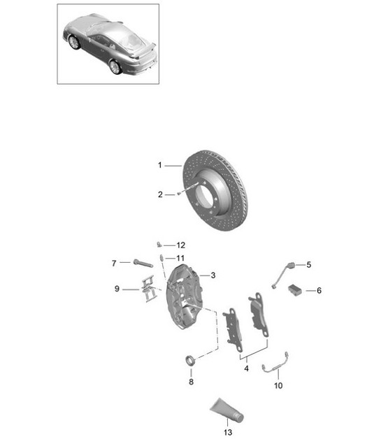 Diagram 603-015 Porsche 996 C4 3.4L 1997-08/01 车轮、制动器