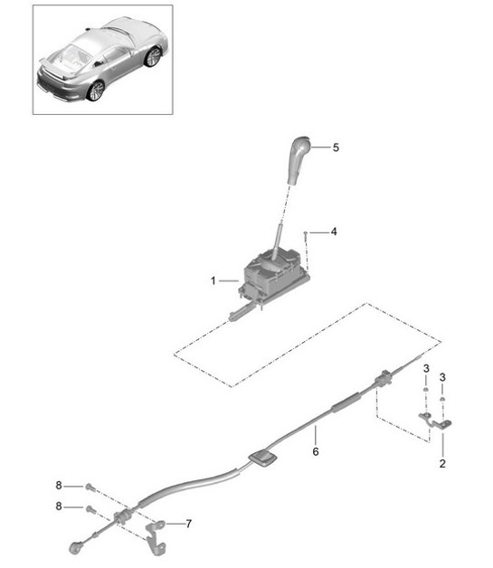 Diagram 701-001 Porsche 996 GT2 2001-05 Hand Lever System, Pedal Cluster 