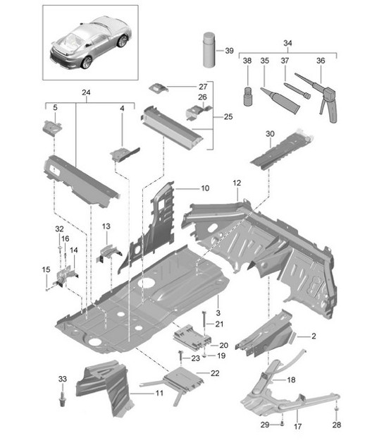 Diagram 801-020 Porsche 991 (911) MK1 2012-2016 Carrocería