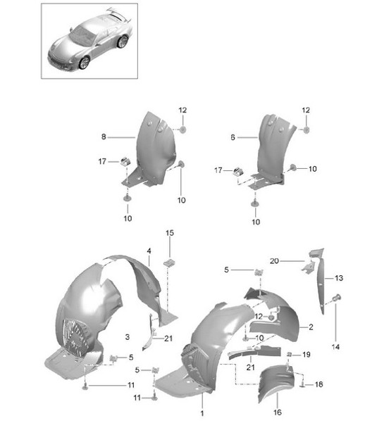 Diagram 801-075 Porsche 991 (911) MK1 2012-2016 Carrosserie