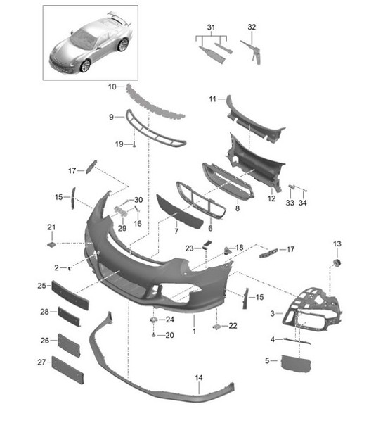 Diagram 802-000 Porsche 991 (911) MK1 2012-2016 Carrosserie