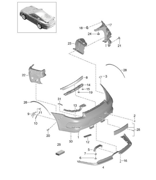 Diagram 802-014 Porsche 991 (911) MK1 2012-2016 Carrosserie