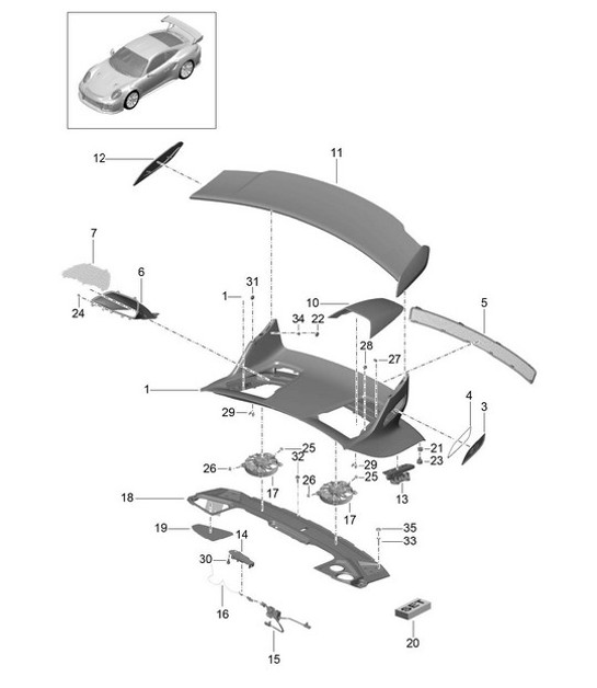 Diagram 803-008 Porsche Cayman 2.7L 987C 2006-08 Carrocería