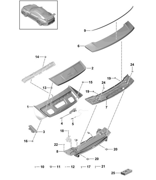 Diagram 803-025 Porsche 997 (911) MK1 2005-2008 Carrosserie