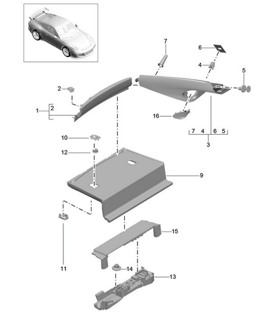 Diagram 807-025 Porsche Boxster 986 2.5L 1997-99 Body