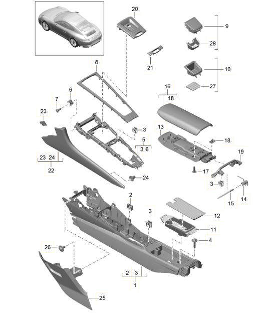Diagram 809-025 Porsche 996 C2 3.4L 1997-08/01  车身