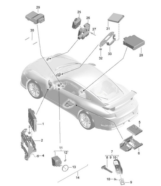 Diagram 901-004 Porsche 997（911）MK1 2005-2008 电子设备