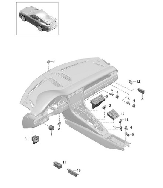 Diagram 903-005 Porsche 991 (911) MK1 2012-2016 Équipement électrique