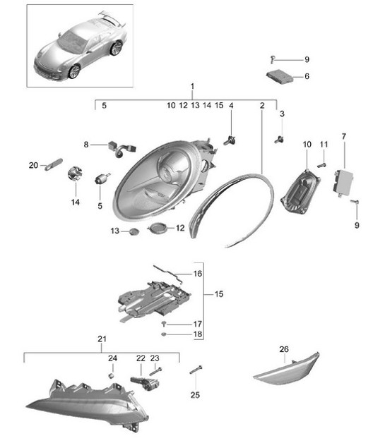 Diagram 905-000 Porsche 964（911）C4 1989-93年 电子设备