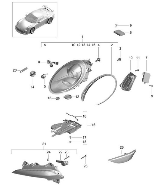 Diagram 905-001 Porsche 卡宴 Turbo / Turbo S 4.8L 2007>> 电子设备
