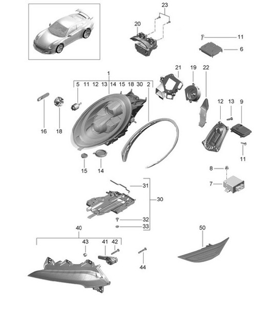 Diagram 905-003 Porsche Macan (95B) MK1 (2014-2018) Electrical equipment