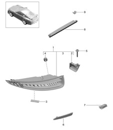Rear light / Licence plate light / Additional brake light 991 R/GT3/RS 2014-17