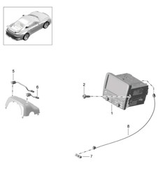 Control panel / Navigation system / Radio unit / Receiving part / TV / microphone 991 R/GT3/RS 2014-17