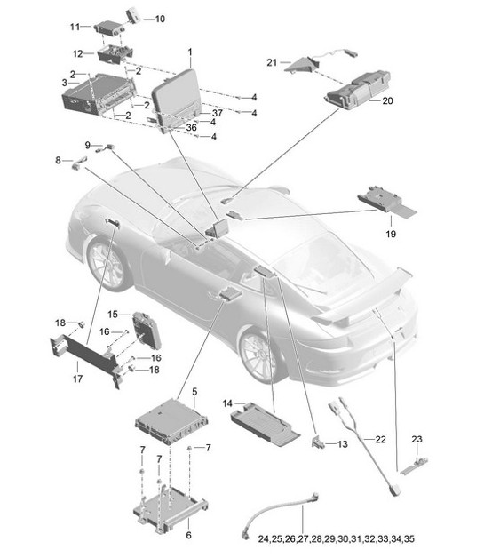 Diagram 911-003 Porsche 卡宴 S V8 4.8L 汽油 400HP 电子设备