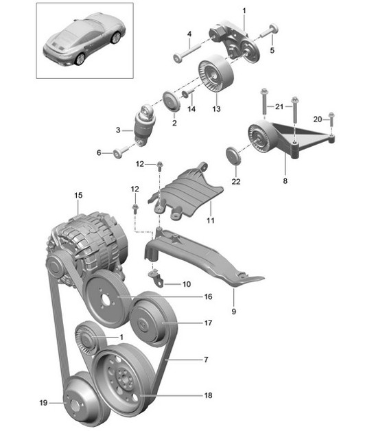 Diagram 101-010 Porsche 991 (911) MK1 2012-2016 Moteur