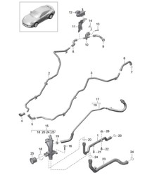 Connection / Water pipe / Control / Water cooling 991 Turbo / GT2 RS 2014-20